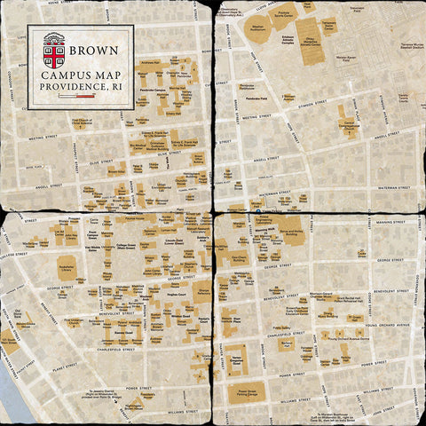 Brown Campus Map 4 Coaster Set