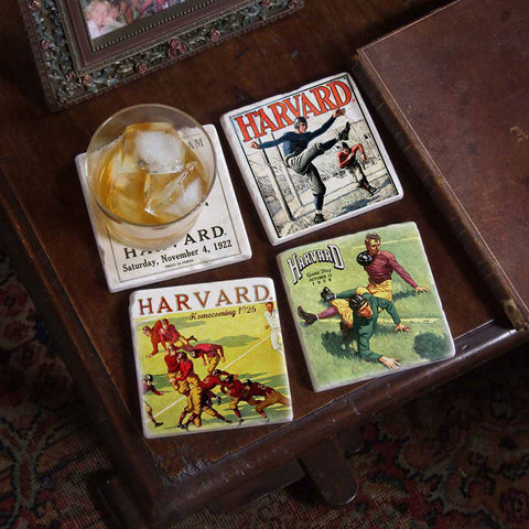 Harvard Vintage Football 4 Coaster Set