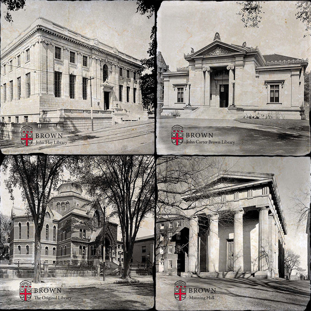 Brown Campus Building 4 Coaster Set