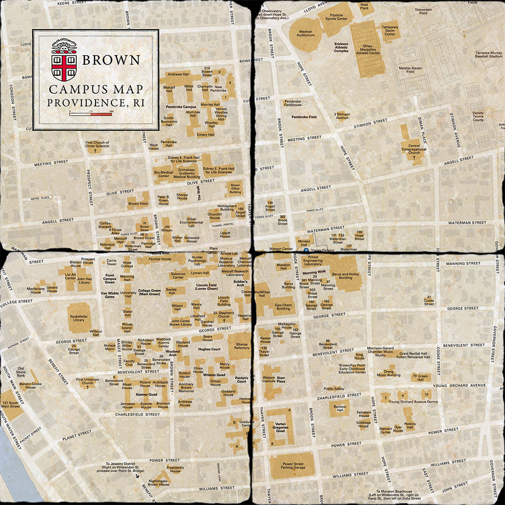 Brown Campus Map 4 Coaster Set